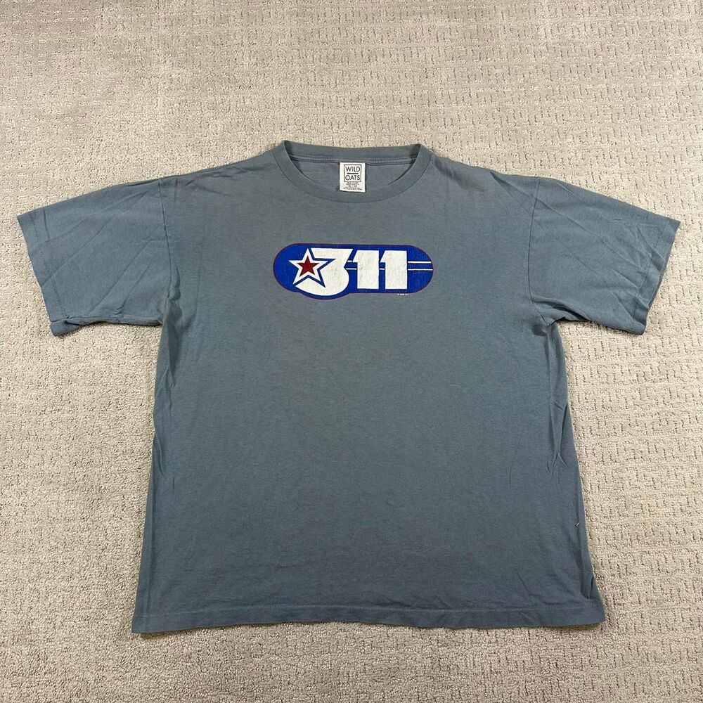 American-vintage 311 Band Men's Grey and Blue T-shirt